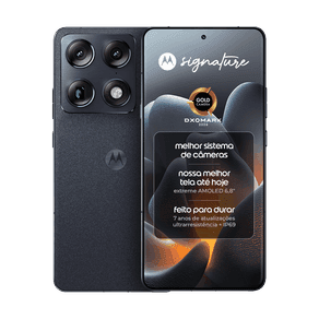 Smartphone Motorola Signature 5G 512GB 12GB RAM + 12GB RAM Boost, 3 cameras 50MP Sony Lytia e Zoom 100x, Tela 1.5K extreme Amoled 165hz - Preto
