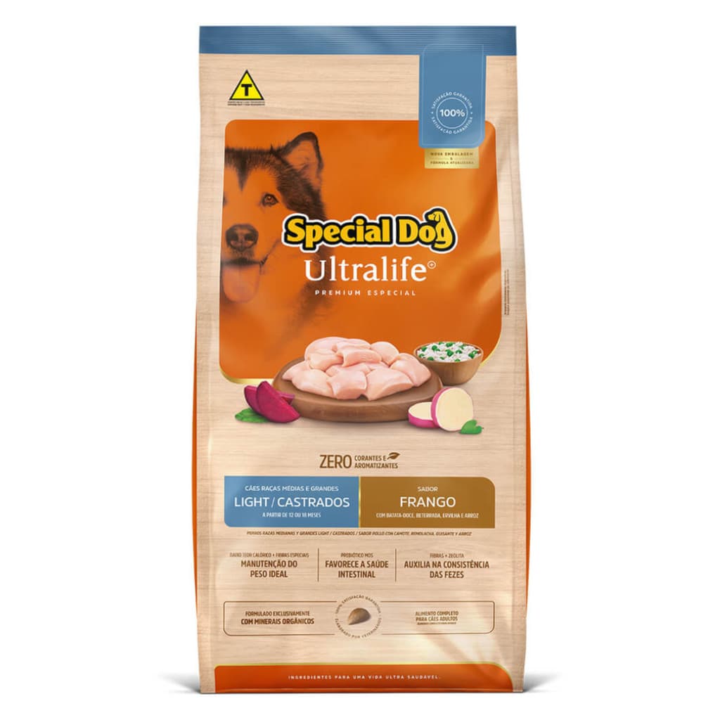 Special Dog Ultralife Light Cães Castrados Raças Médias e Grandes Frango