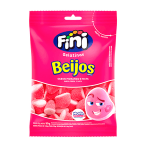 Balas de Gelatina Fini Beijos Morango 90g