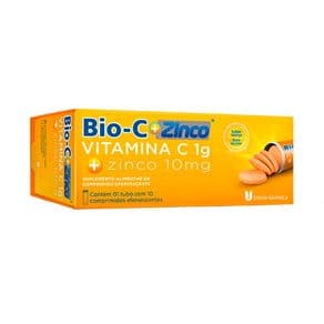 Suplemento Alimentar Bio-C + Zinco Sabor Laranja 10 Comprimidos Efervescentes