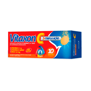Suplemento Alimentar Vitaxon C Tripla Ação Sabor Laranja 10 Comprimidos Efervescentes