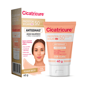 Protetor Solar Facial Cicatricure Antissinais FPS50 Cor Clara 40g