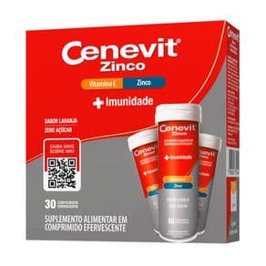 Suplemento Alimentar Cenevit Zinco + Imunidade Sabor Laranja 30 Comprimidos Efervescentes