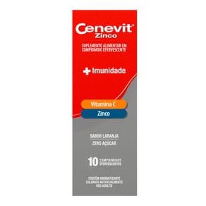 Suplemento Alimentar Cenevit Zinco + Imunidade Sabor Laranja 10 Comprimidos Efervescentes