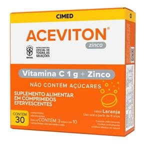 Suplemento Alimentar Aceviton Zinco + Vitamina C Sabor Laranja 30 Comprimidos Efervescentes