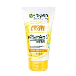 Sabonete Líquido de Limpeza Facial Antioleosidade Garnier SkinActive Uniform & Matte Vitamina C 120g