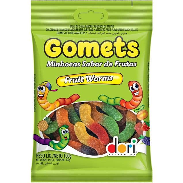 Confeitos Dori Gomets Minhoca Frutas 100g