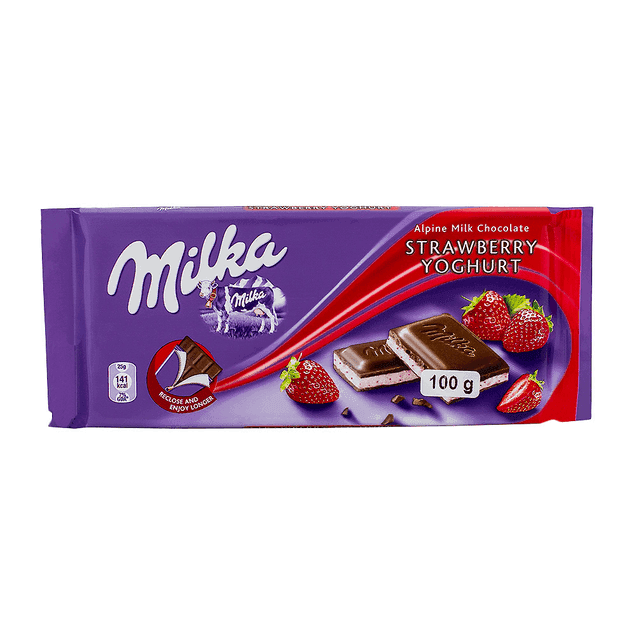 Chocolate ao Leite Milka Morango Recheado 100g