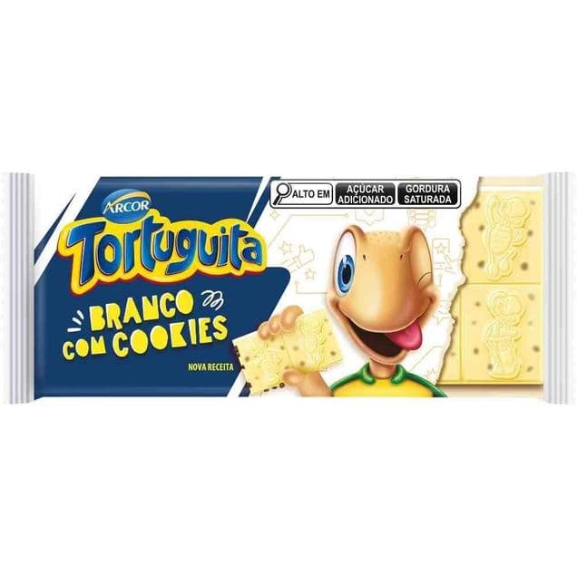 Barra Chocolate Arcor Tortuguita Branco com Cookies 80g