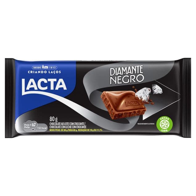 Chocolate Lacta Diamante Negro ao Leite com Crocante 80g