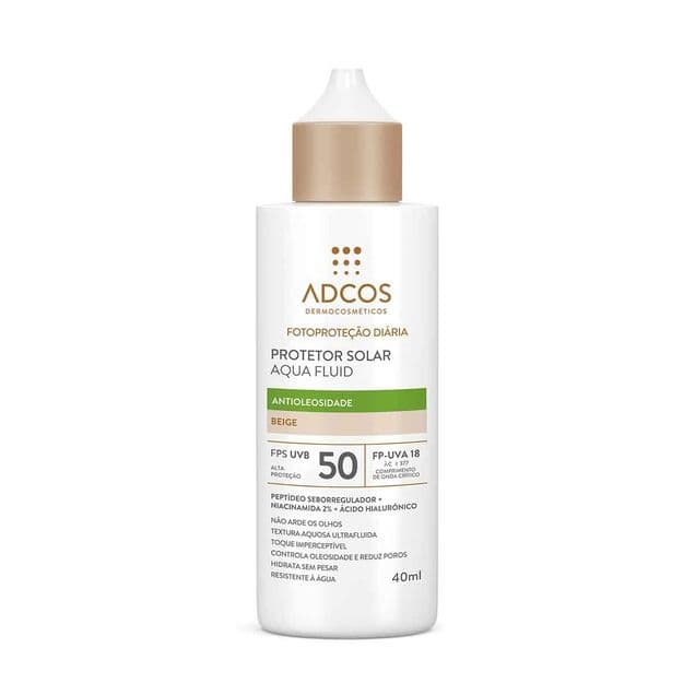 Filtro Solar Facial Adcos Aqua Fluid Beige FPS50 40ml