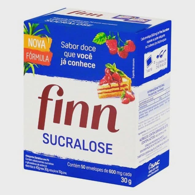 Adoçante Finn Sucralose Em Pó 50 Envelopes 600mg