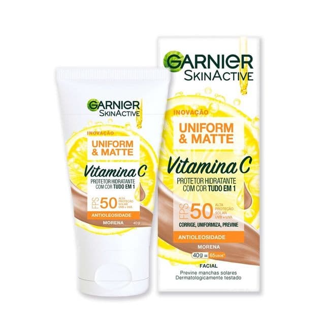 Protetor Solar Facial Hidratante Garnier Uniform & Matte Vitamina C FPS50 40g