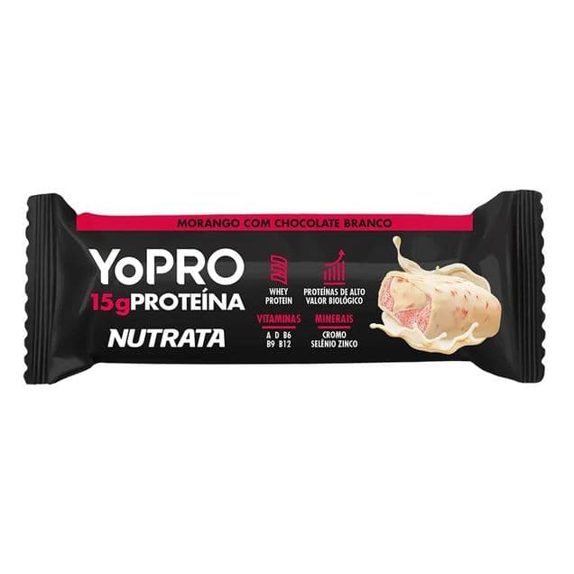 Barra Proteína YoPro Morango com Chocolate Branco 55g Yopro 1 Unidade