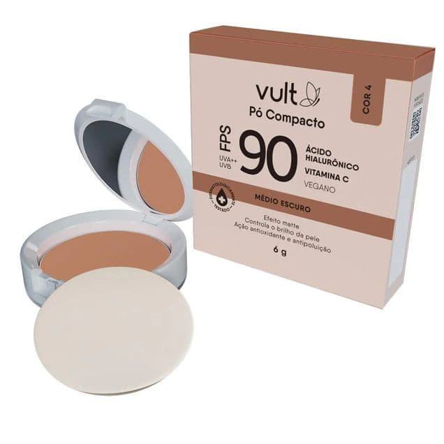 Pó Compacto Vult Ácido Hialurônico FPS90 Cor 04 Médio Escuro 6g