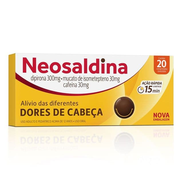 Neosaldina Dipirona 300mg + Isometepteno 30mg + Cafeína 30mg Takeda Otc 20 drágeas