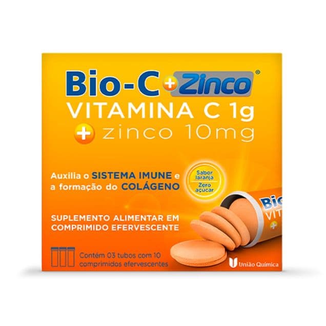 Vitamina C Bio-C + Zinco 1g/10mg União Química 30 Comprimidos Efervescentes