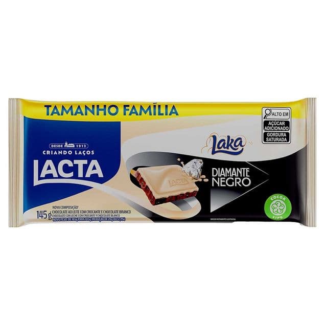 Barra de Chocolate Lacta Diamante Negro Laka 145g