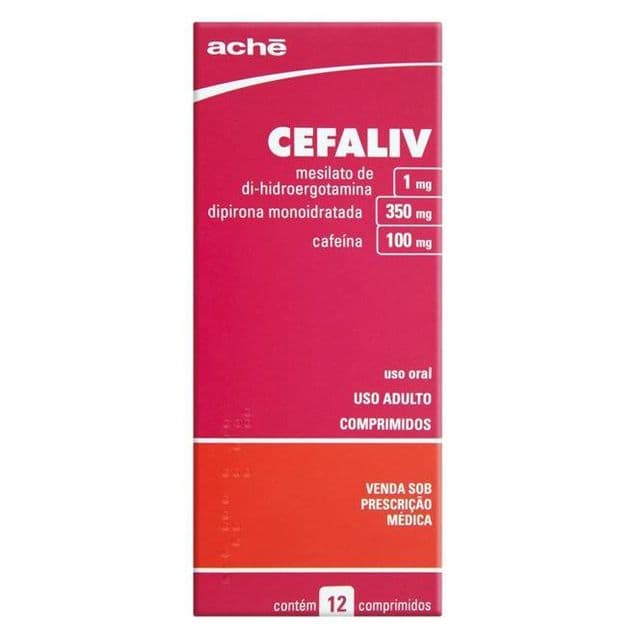 Cefaliv Mesilato de Di-Hidroergotamina 1mg + Dipirona Monoidratada 350mg + Cafeína 100mg 12 Comprimidos