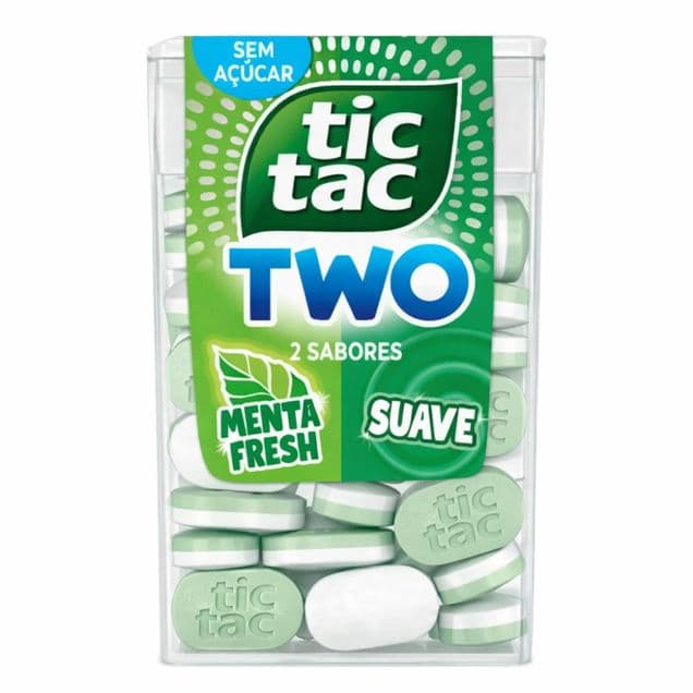 Bala Tic Tac Menta Suave e Menta Fresh Sem Açúcar 38,5g