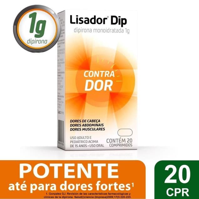 Lisador Dip Dipirona Monoidratada 1g 20 Comprimidos
