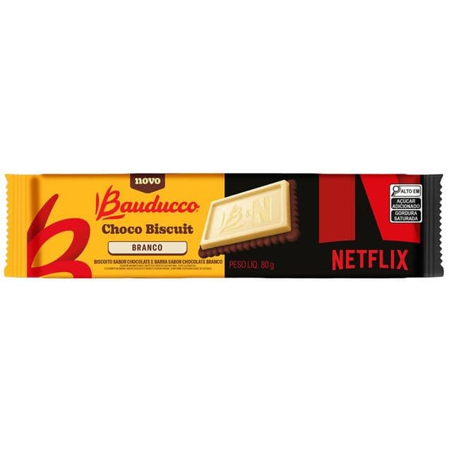 Biscoito Bauducco Choco Biscuit Branco Netflix 80g