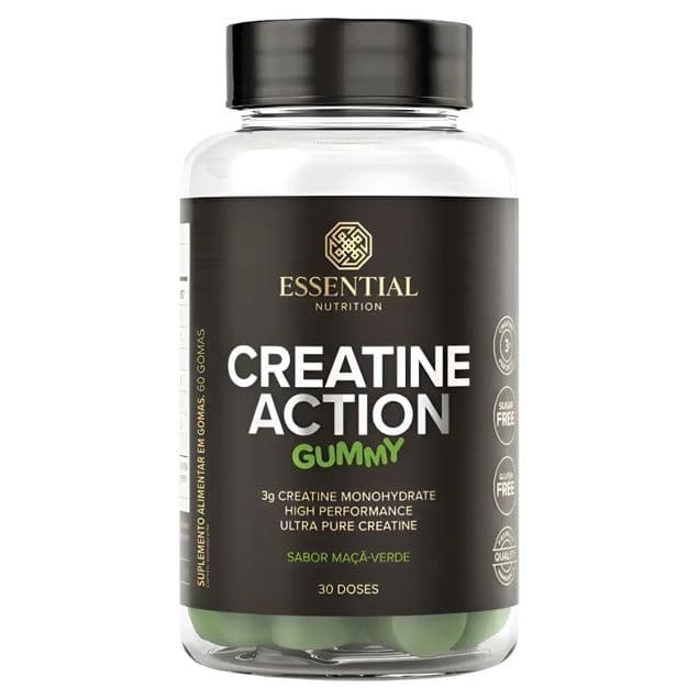 Creatine Action Gummy Essential Nutrition Maçã Verde 60 Gomas