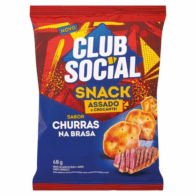 Salgadinho Club Social Snack Churrasco na Brasa 68g
