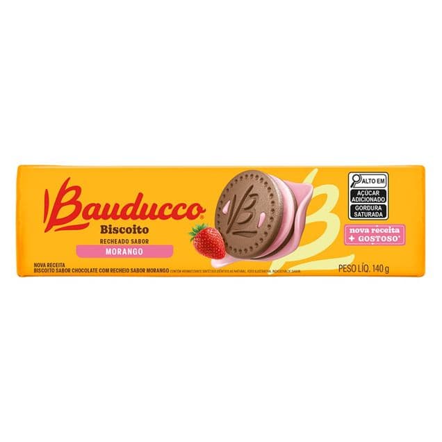 Biscoito Recheado Bauducco Morango 140g