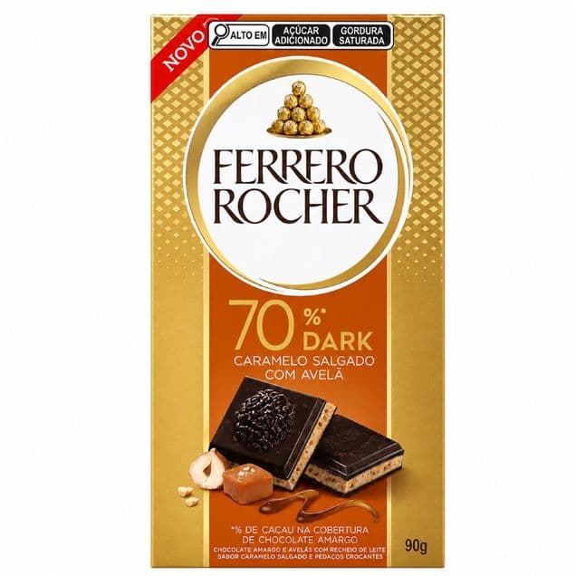 Chocolate Ferrero Rocher Tablete 70% Dark Caramelo Salgado 90g