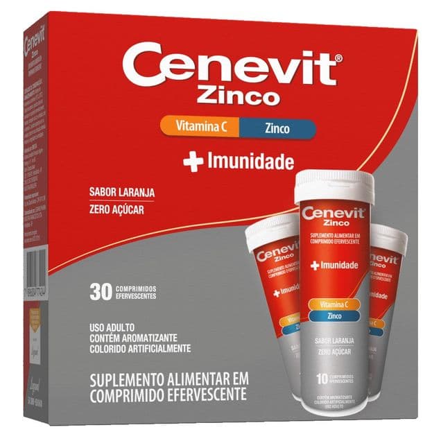 Cenevit Zinco 10mg + Vitamina C 1g Ems 30 Comprimidos
