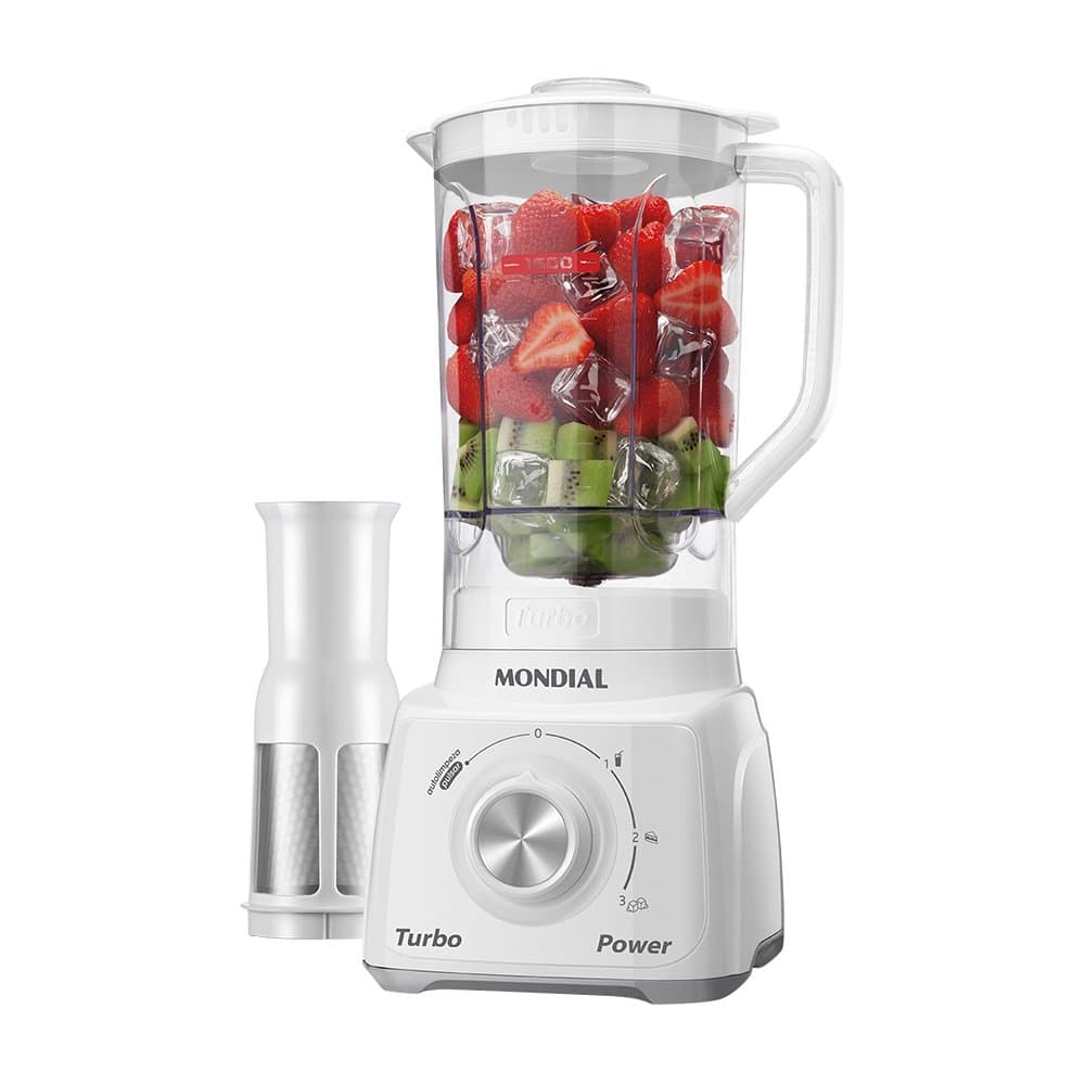 Liquidificador Mondial L-99 com Filtro - Copo Cristal, 3 Velocidades + Pulsar, 500W, Branco