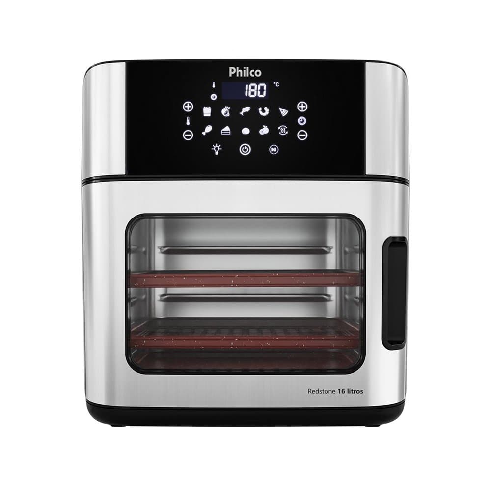 Fritadeira Air Fryer Philco Oven PAF16A - Revestimento Antiaderente Redstone, 2000W, 16 Litros, Preto/Inox