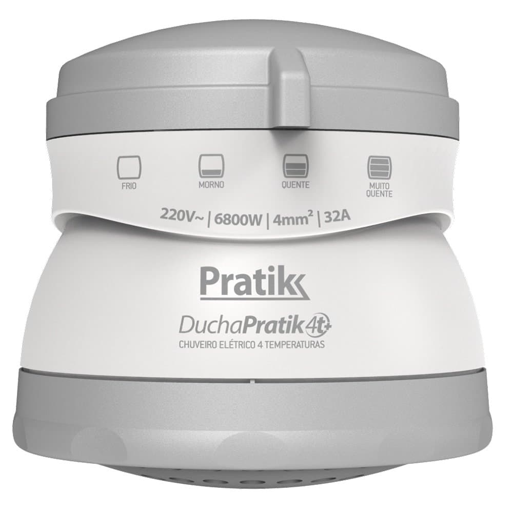 Chuveiro Ducha Pratik 4t+ 4 Temperaturas, Branco/Prata
