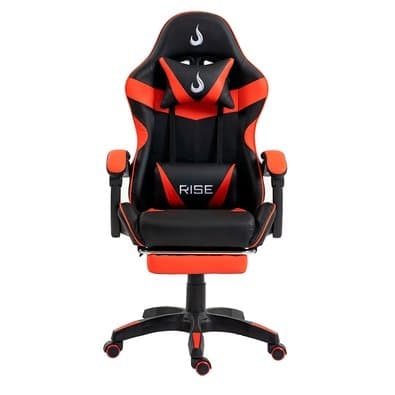 Cadeira Gamer Rise Mode X06, Ângulo Ajustável, Apoio Para os Pés Retrátil, Preto e Vermelho - RM-CG-X06-BR