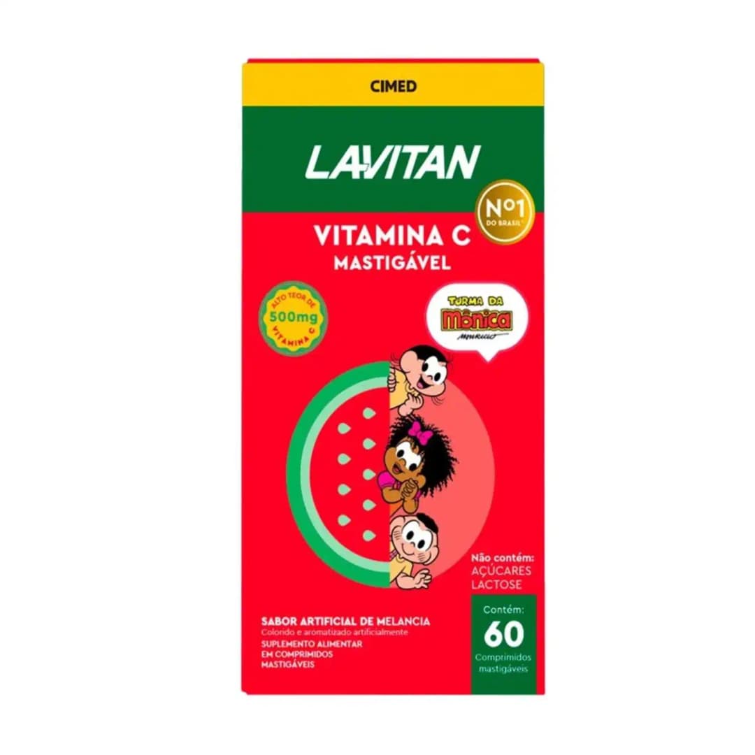 Cimed Lavitan Turma da Mônica Sabor Melancia - Vitamina C Mastigável (60 Cápsulas)