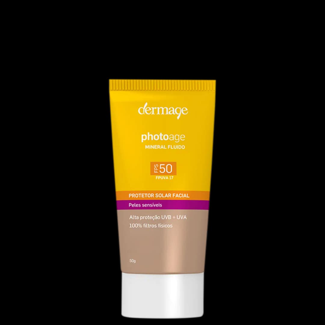 Dermage Photoage Mineral Fluido FPS50 Cor Clara - Protetor Solar Facial com Cor 50g