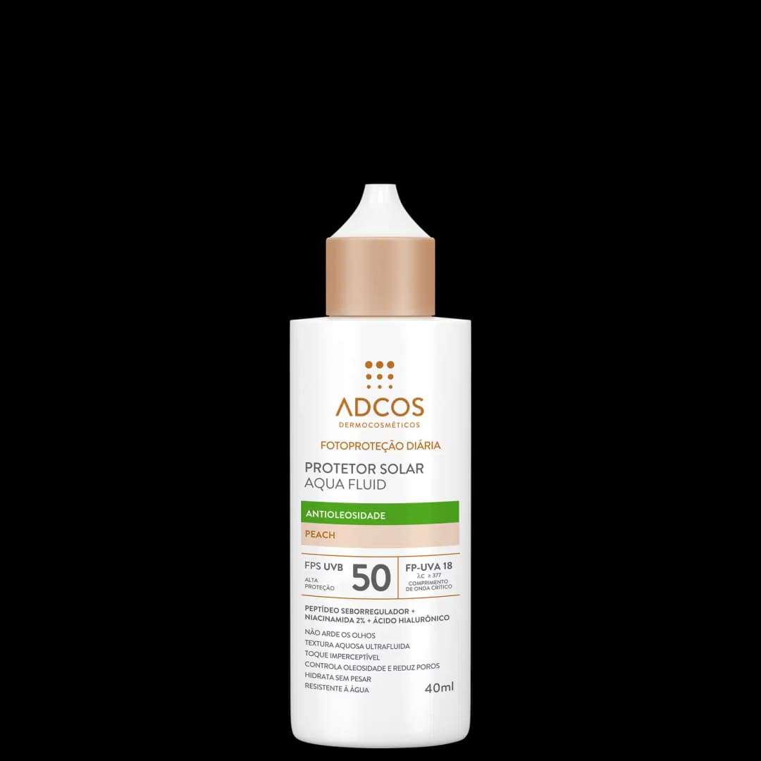 Adcos Fotoproteção Diária Aqua Fluid FPS50 Peach - Protetor Solar Facial com Cor 40ml