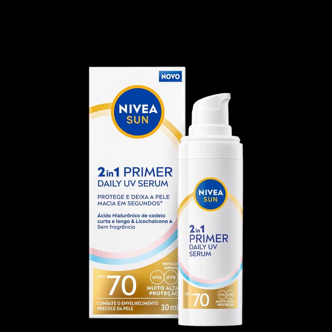 NIVEA Sun 2 em 1 Primer Daily UV Serum FPS 70 - Protetor Solar Facial 30ml