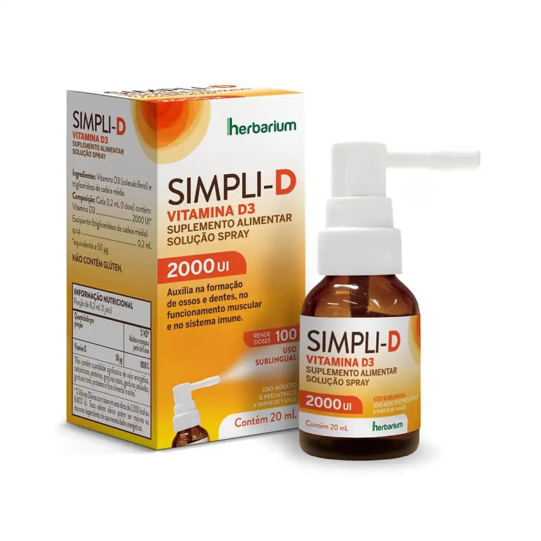 Suplemento Alimentar Em Spray Herbarium Simpli-D 2000UI 20ml
