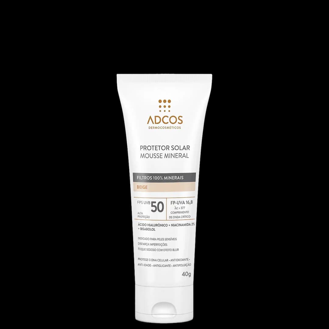 Adcos Mousse Mineral Tonalizante FPS 50 Beige - Protetor Solar Facial com Cor 40g