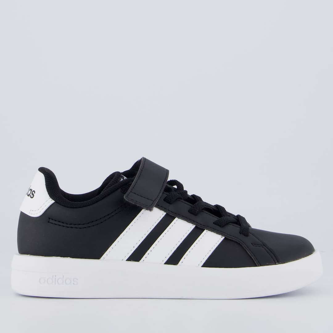 Tênis Adidas Grand Court 3.0 EL Infantil Preto e Branco