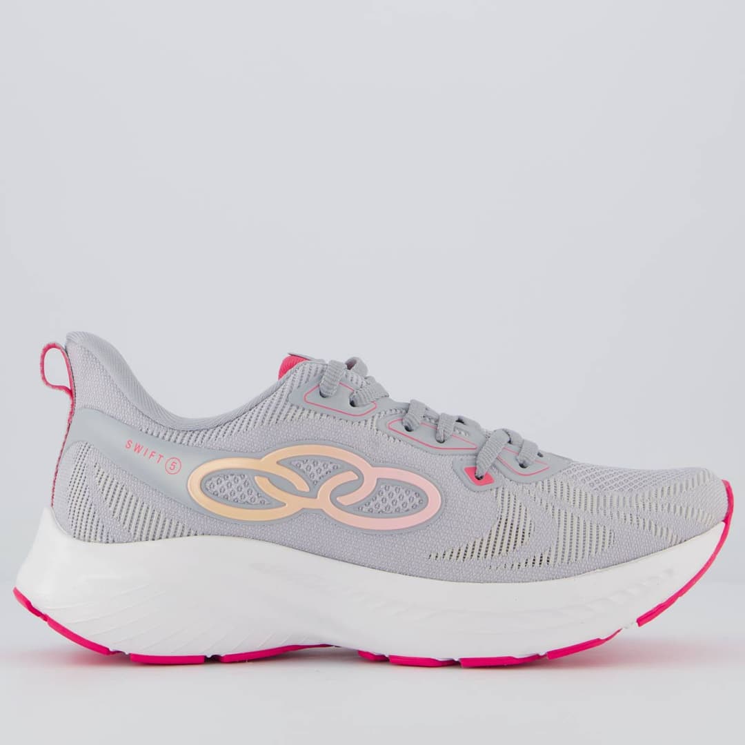Tênis Olympikus Swift 5 Feminino Cinza e Rosa