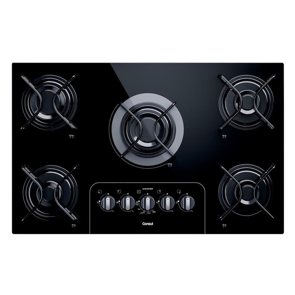 Cooktop Consul 5 Bocas Vidro Preto Chama Rapida Bivolt