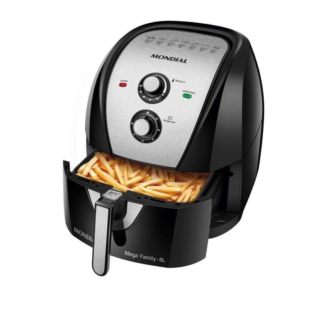 Fritadeira Eletrica Mondial Sem Óleo 8L 1900W Preto/Inox 220V AFN-80-BI