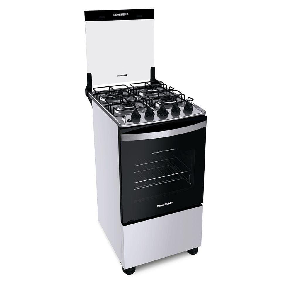 Fogao Brastemp Piso 4 Bocas Dupla Chama com Grades Individuais Branco Bivolt BFO4EBB