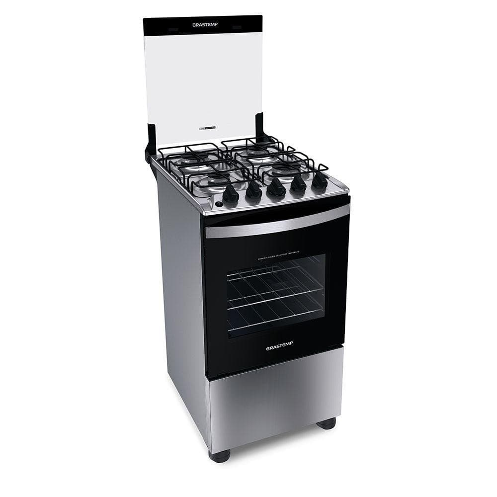 Fogao Brastemp Piso 4 Bocas Duas Prateleiras Ajustaveis Inox Bivolt BFO4NBR
